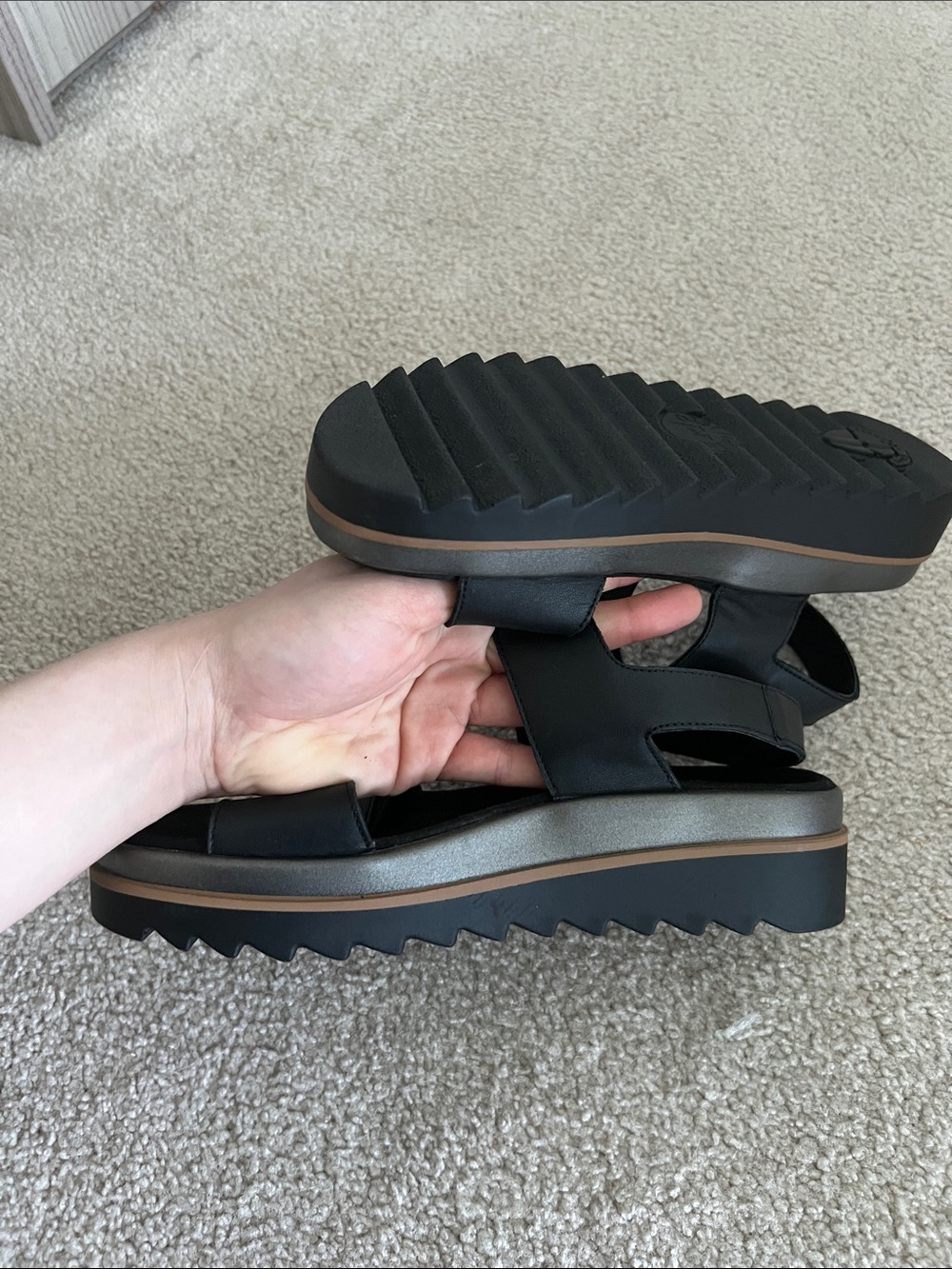Mephisto Black Leather Buckle Sling Sandals - Picture 9 of 9